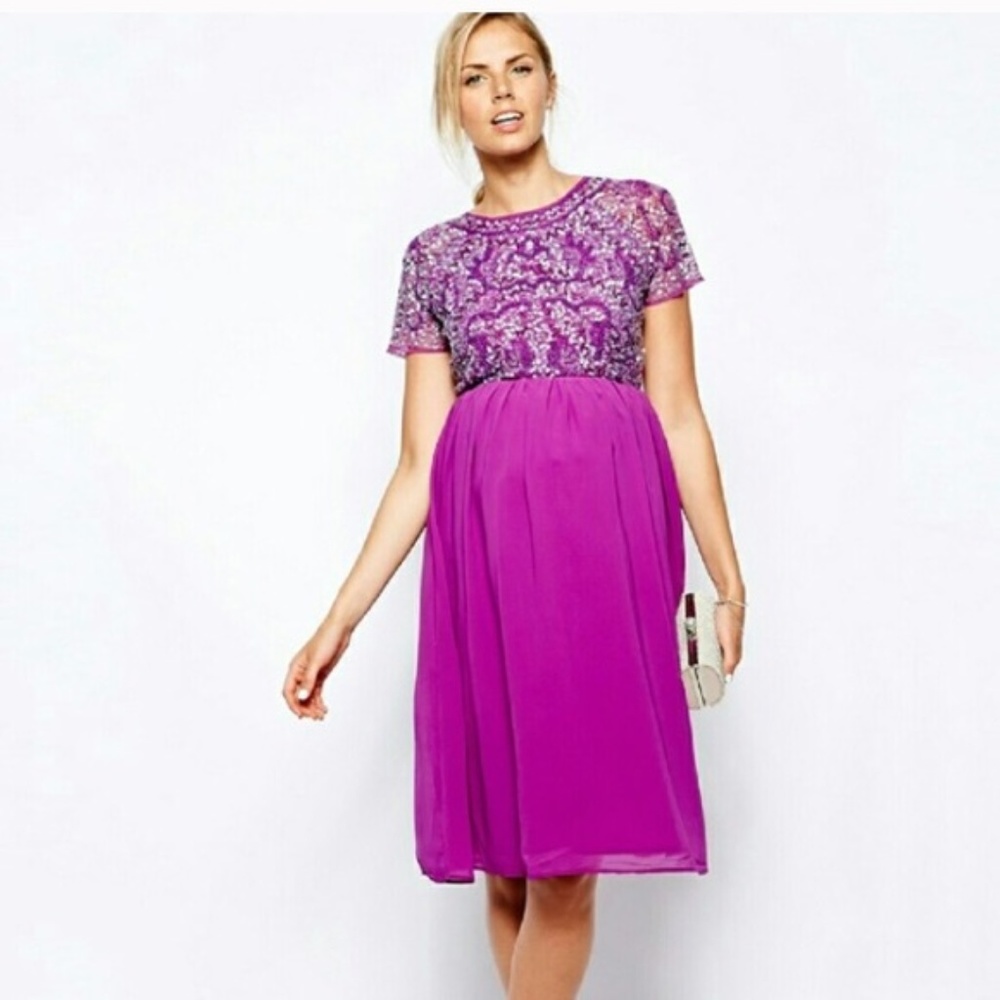 ASOS Maternity berry pink cocktail dress